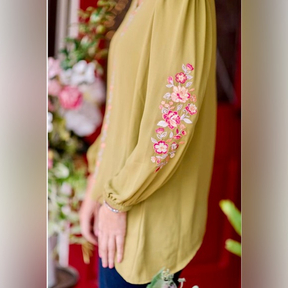 Pioneer woman embroidered tunic and gold hoop earrings. Both NWT! Ready to wear! - Picture 4 of 9